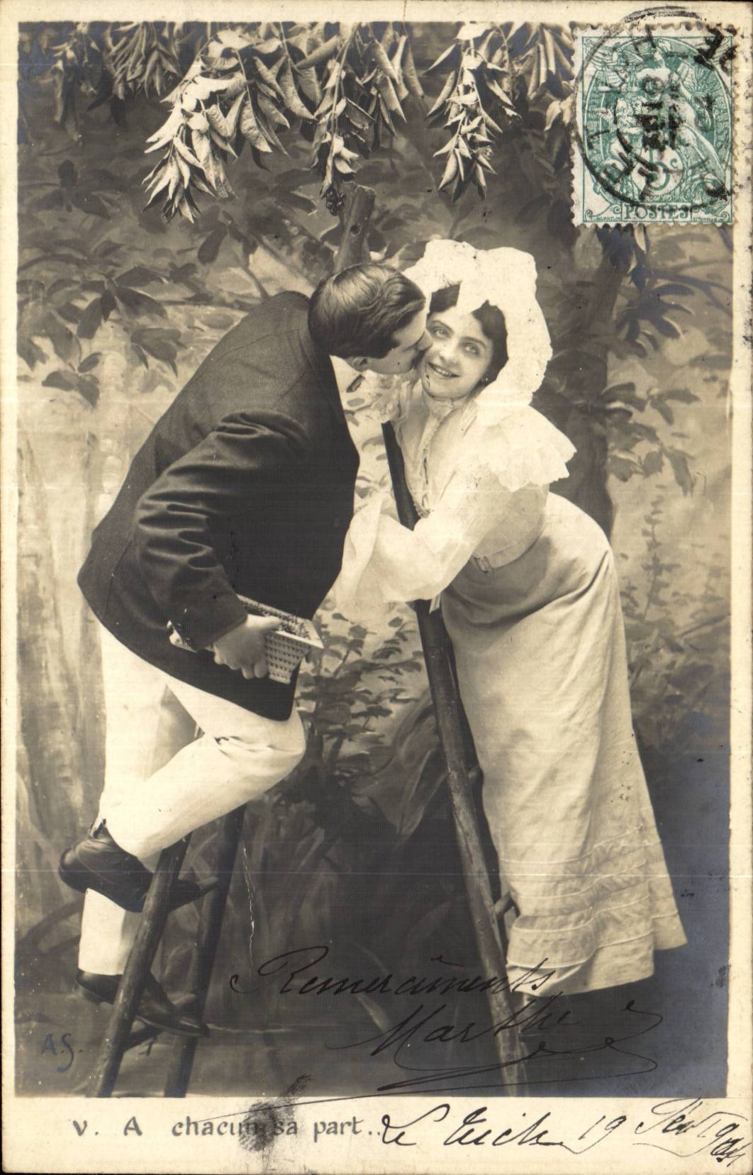 Jeune couple en scène — V. A chacun sa part. — AS, éditeur inconnu