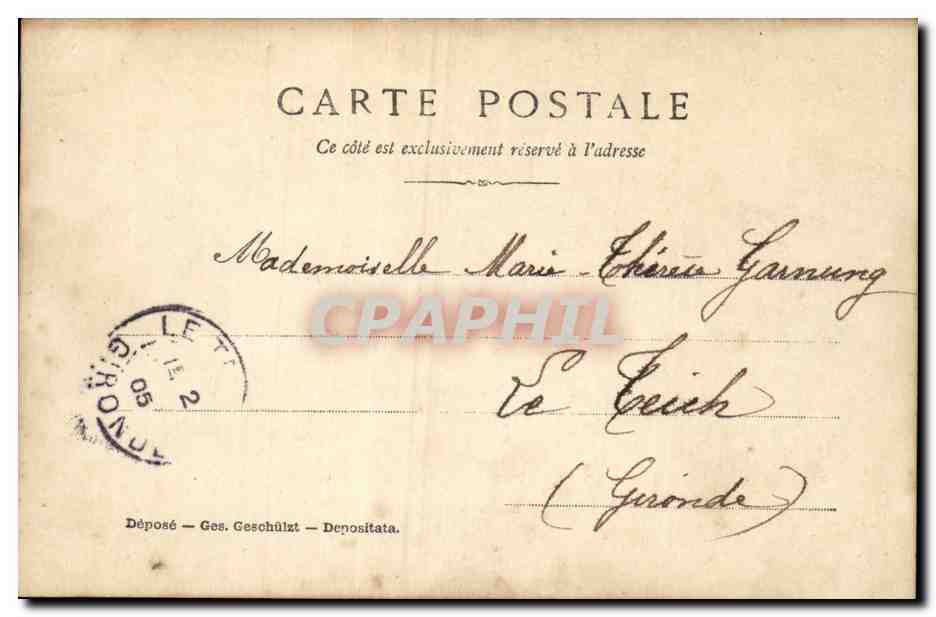 Couple amoureux dans un jardin — scène de carte postale — A.T.S. (éditeur) — Rückseite