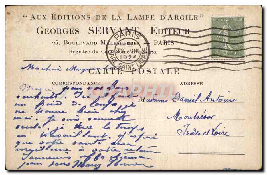 CPA Reproduction d'une eau forte de Henri Farge pour Runeberg Nadeschda — Verso