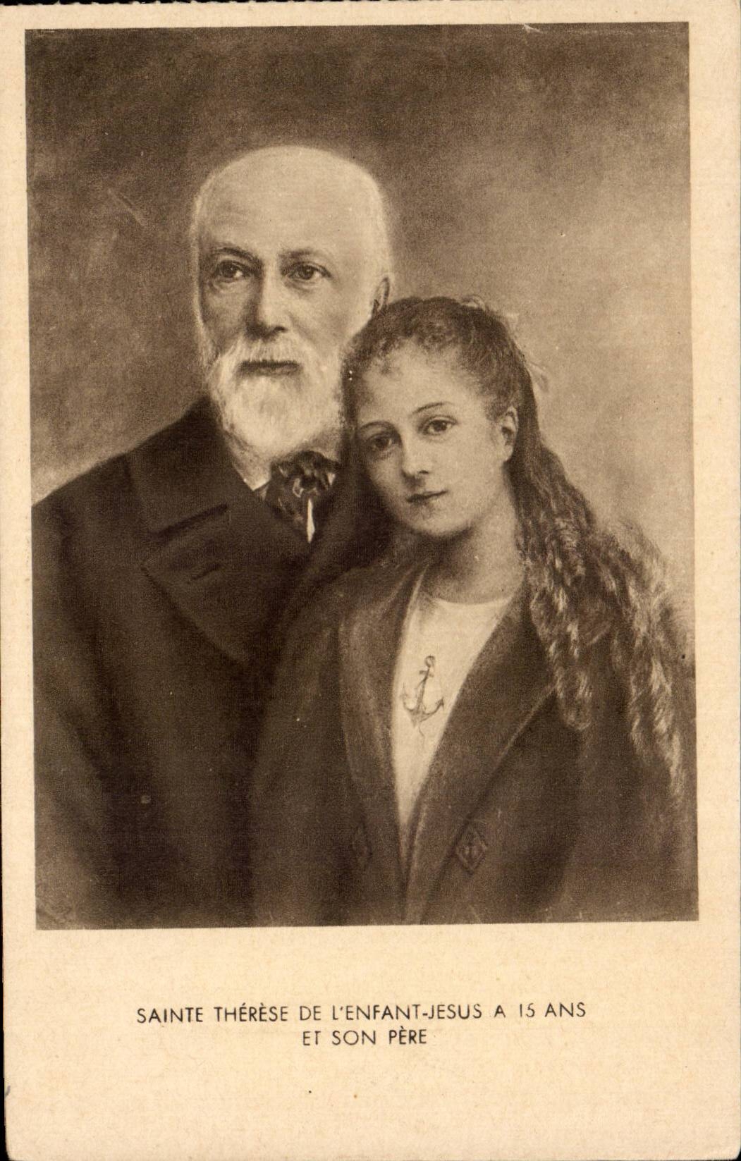 CPA Lisieux Sainte Therese de l'enfant Jesus a 15 ans et son pere