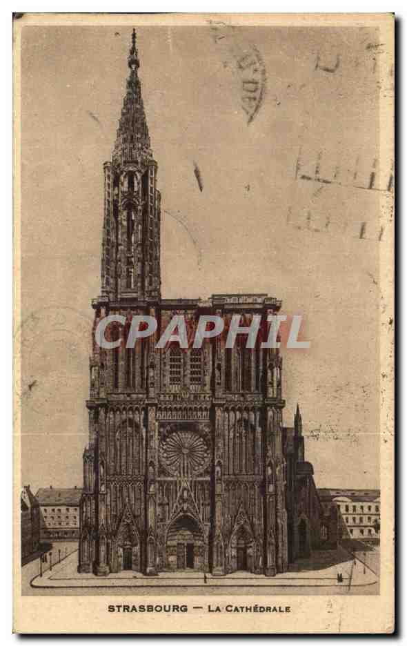 CPA Strasbourg La cathedrale + vignette TuberculoseCroix Rouge