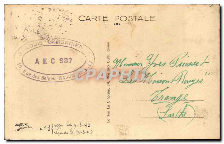 CPA Rouen La fontaine Ste Marie — Rückseite