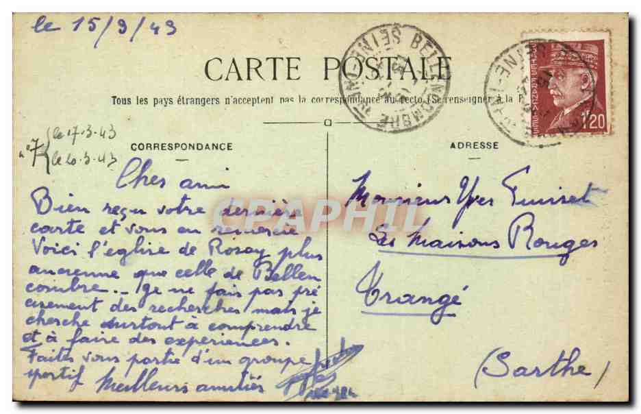 CPA Rosay L'eglise — Rückseite