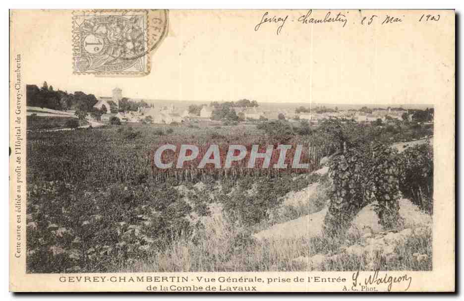Gevrey-Chambertin — Vue Générale prise de l'Entrée de la Combe de Lavaux — A.C. Phot.