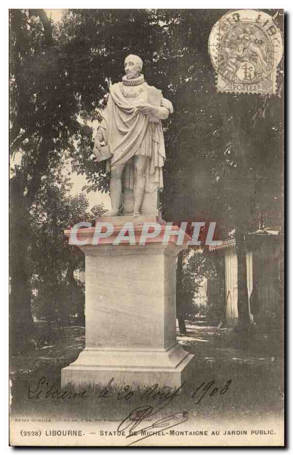 CPA Libourne Statue de Michel montaigne au jardin public