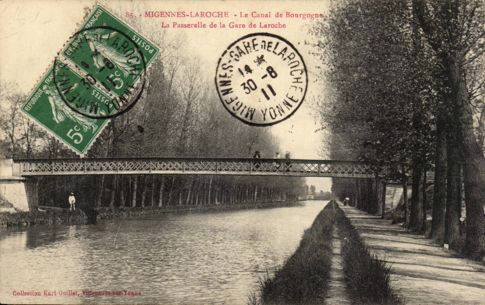 CPA Migennes Laroche Le canal de Bourgogne La passerelle de la gare de Laroche