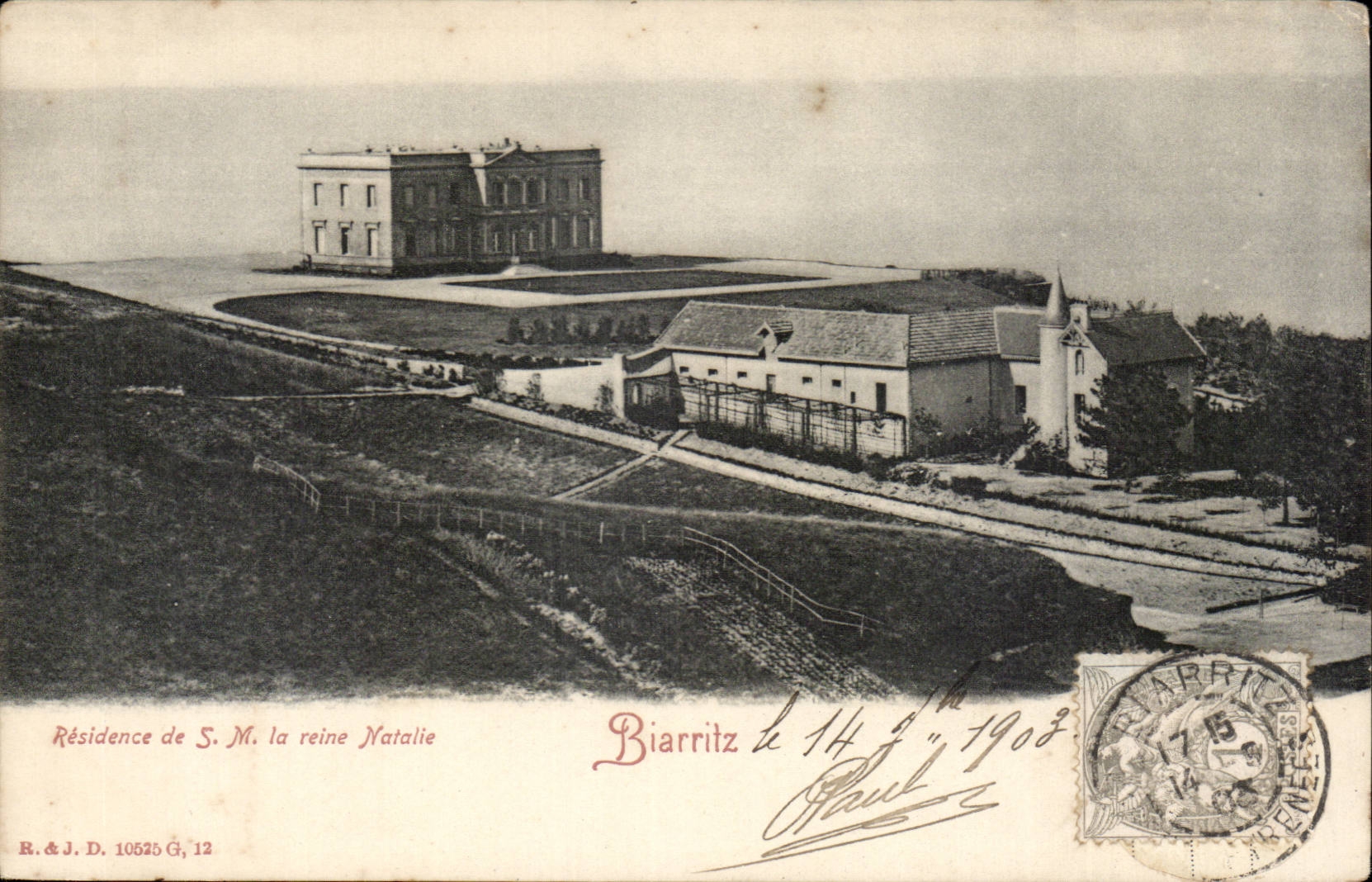 CPA Biarritz Residence de SM La reine Natalie