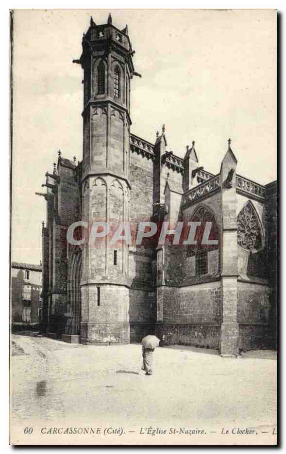 CPA Carcassonne Eglise St Nazaire Le clocher