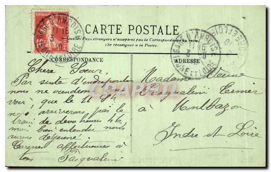 CPA Amboise La tour pour les voitures et la chapelle du chateau — Rückseite