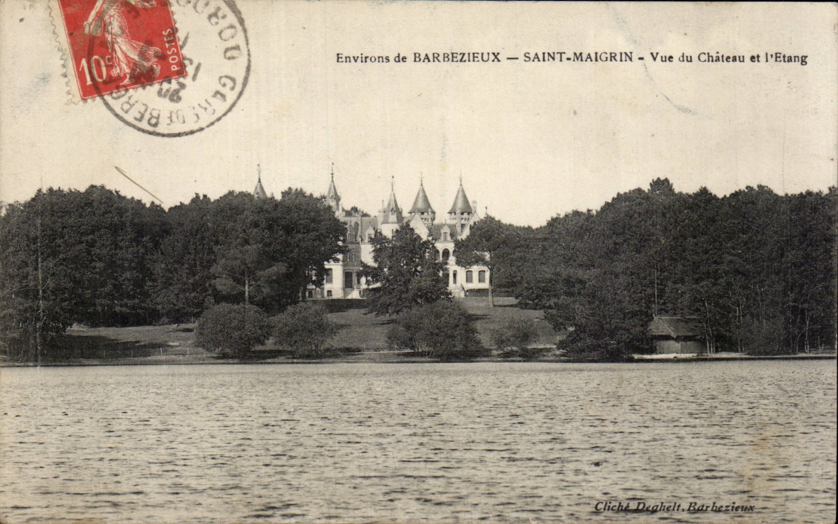 Surroundings of BARBEZIEUX — SAINT-MAIGRIN — View of the Castle and the Pond — Cliché Deghelt, Barbezieux