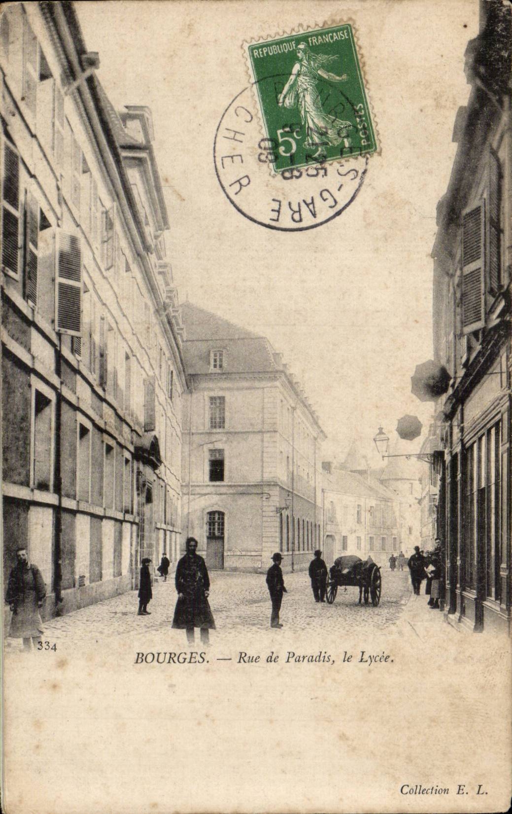 CPA Bourges Rue de Paradis le lycee