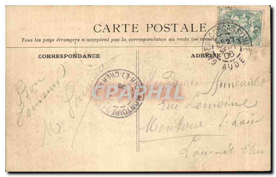 CPA Cite de Carcassonne Montee de la porte d'Aude — Verso