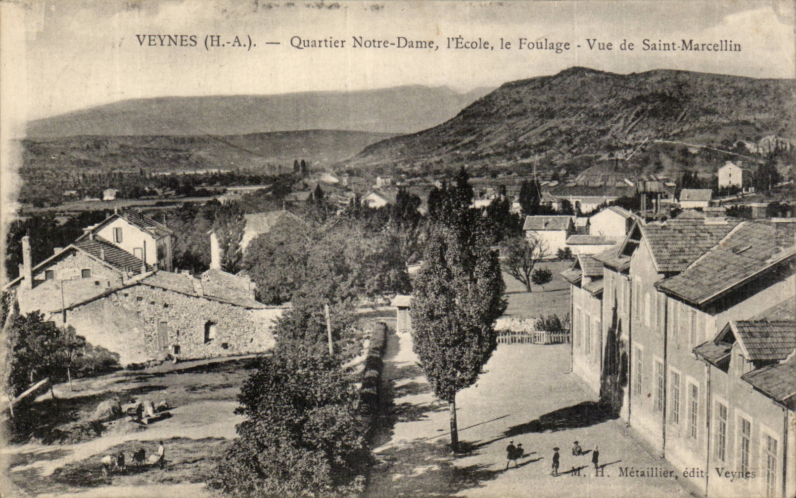 CPA VEynes Quartier Notre Dame L'ecole le Foulage Vue de Saint Marcellin