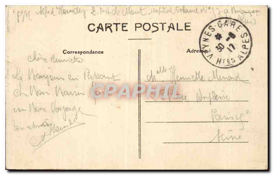 CPA VEynes Quartier Notre Dame L'ecole le Foulage Vue de Saint Marcellin — Rückseite
