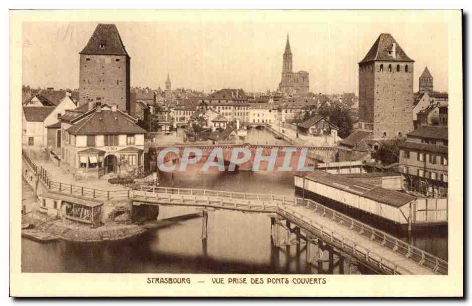 Strasbourg CPA Vue prise des ponts couverts