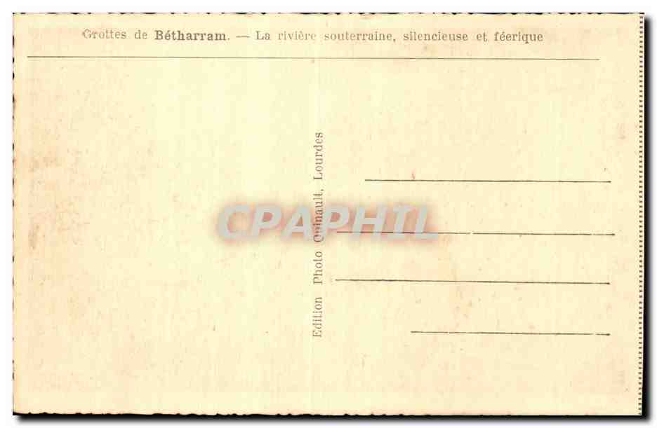 Grottes de Bétharram — La rivière souterraine, silencieuse et féérique — Edition Photo Garnault, Lourdes — Rückseite