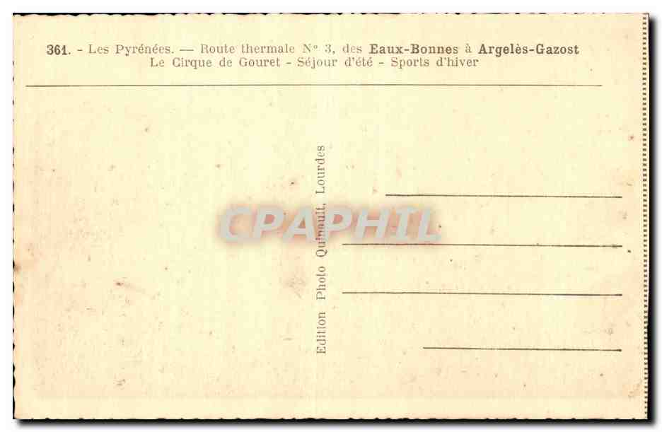 Le Cirque de Gouret — Les Pyrénées — Édition Quimault, Lourdes — Reverso