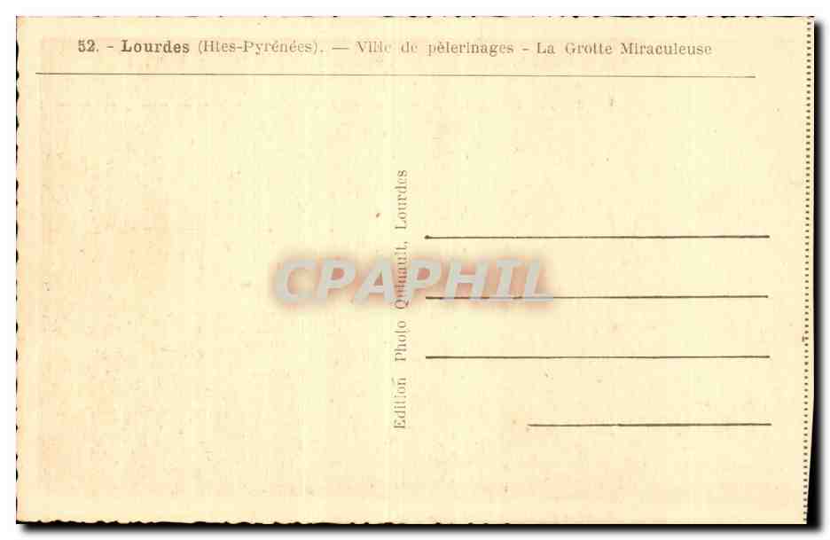 Pyrenees CPA Lourdes Grotte miraculeuse — Verso