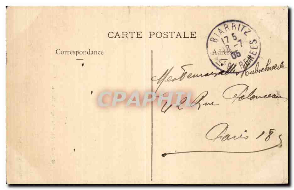 CPA Biarritz La loge de theatre — Verso