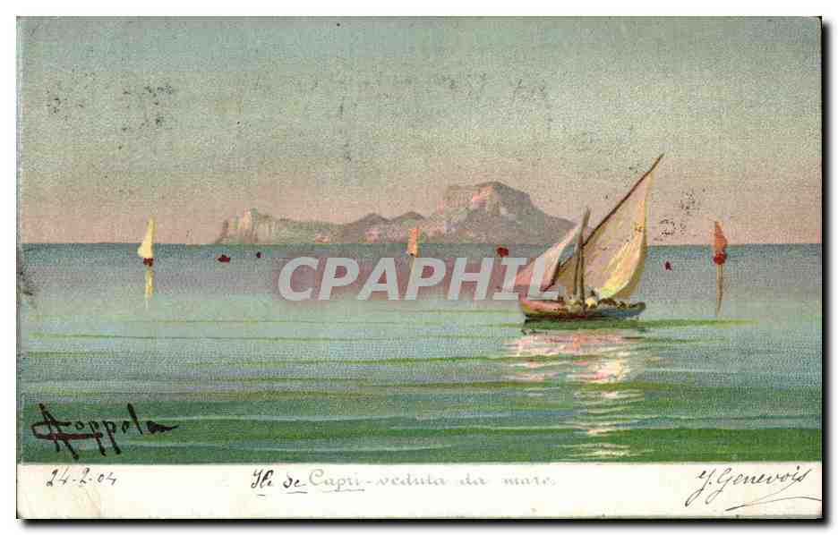 CPA Italie Italia Ile de Capri veduta da mare