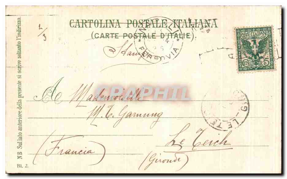 CPA Italie Italia Napoli Villa municipale gia Nazionale e Riviera di Chiaia — Verso
