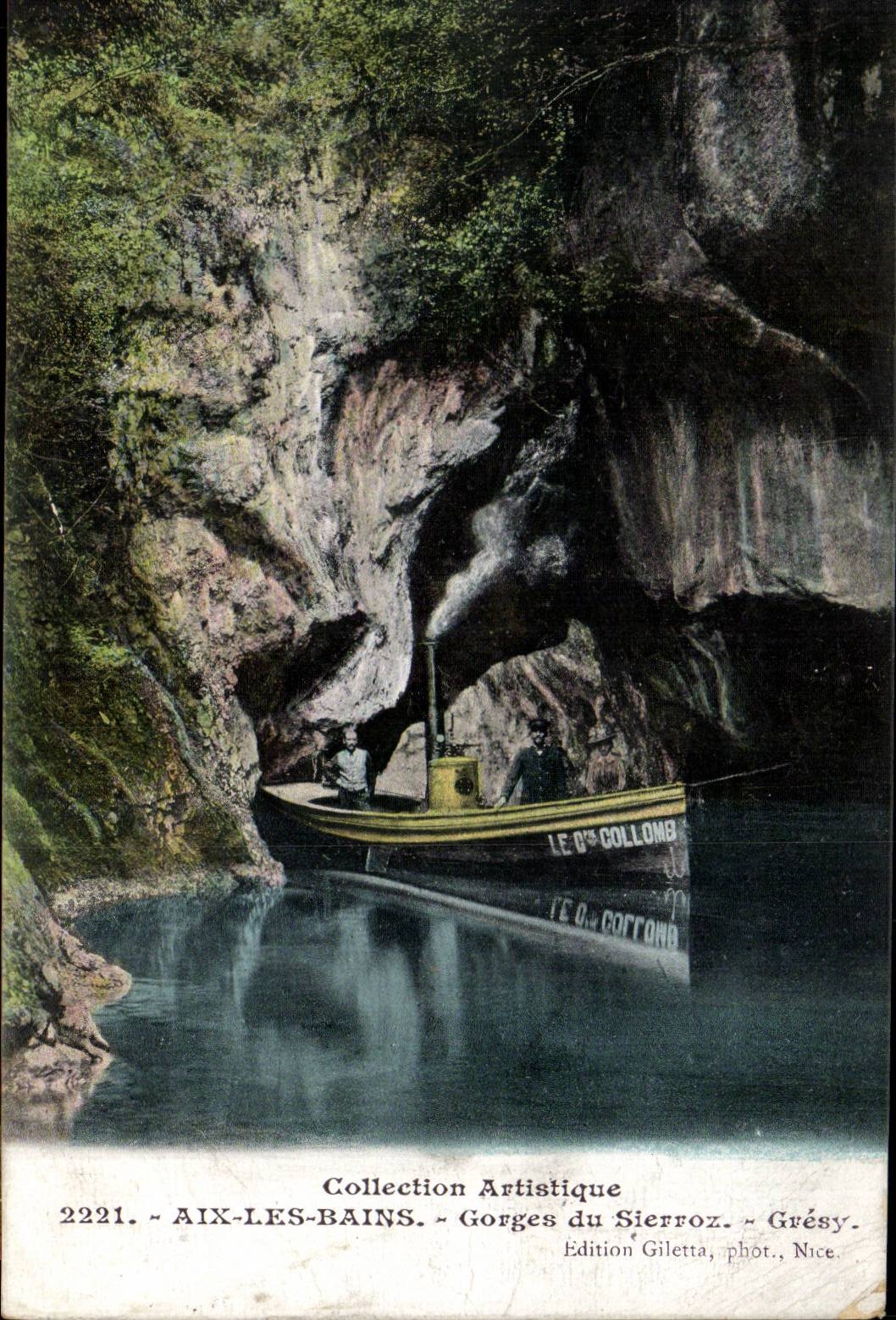 CPA Aix les Bains Gorges du Sierroz Gresy Bateau le Christophe collomb