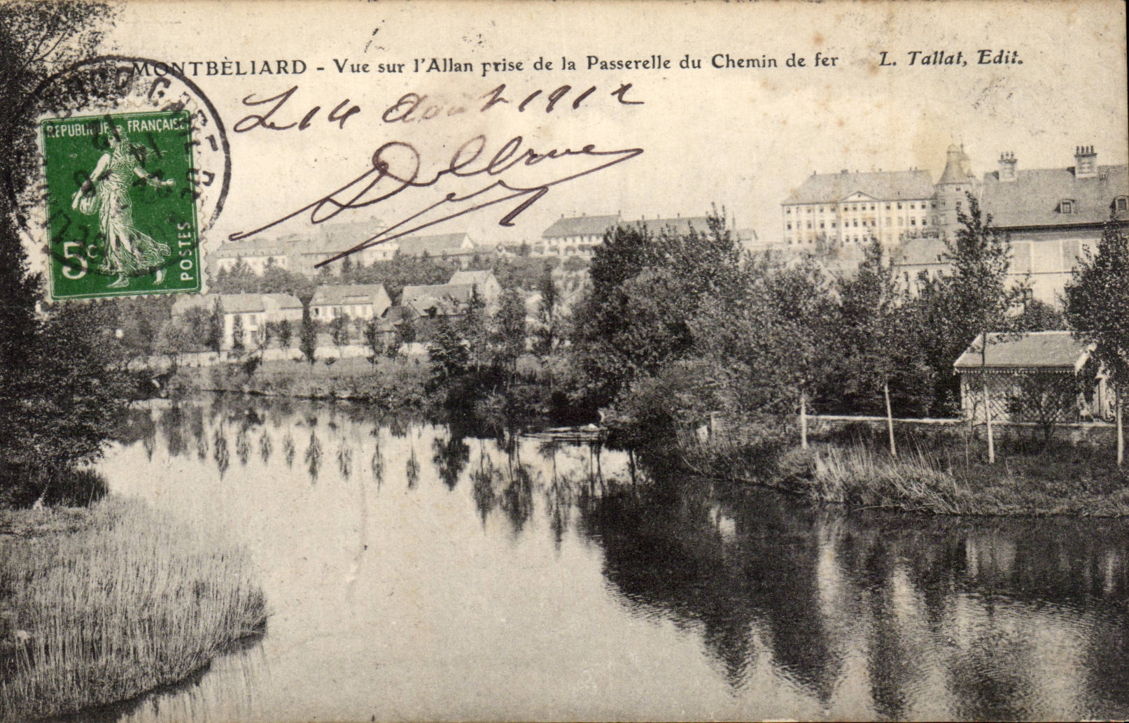 CPA Montbeliard Vue sur l'Allan prise de la passerelle du chemin de fer 