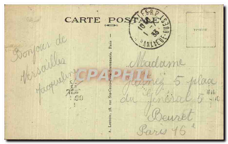 CPA Versailles Le parc Le bassin de Latone — Verso
