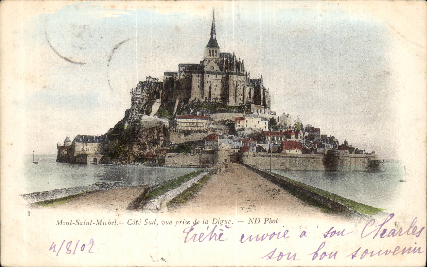 CPA Mont Saint Michel Cote Sud vue prise de la digue