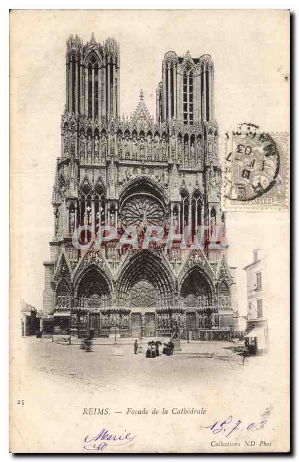 CPA Reims Facade de la cathedrale