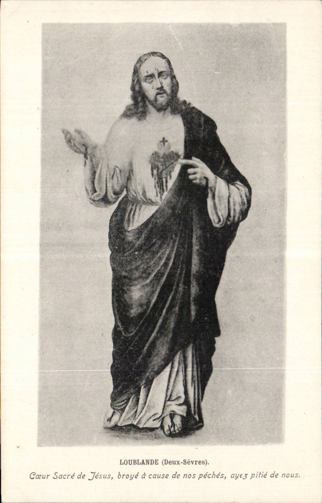 Cœur Sacré de Jésus — statue à Loublande (Deux-Sèvres) — éditeur non identifié, n° de série 27