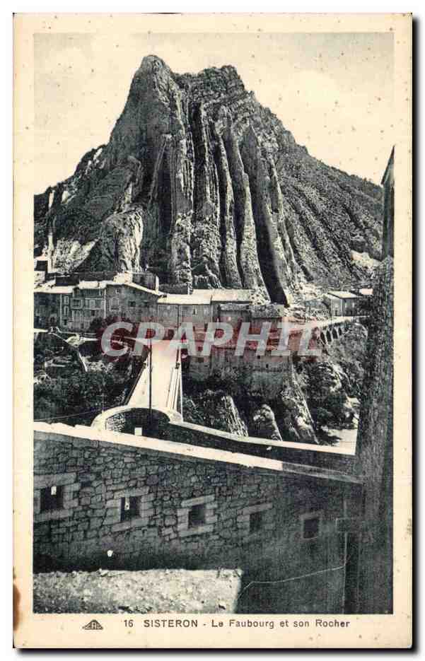 CPA Sisteron Le faubourg et son rocher