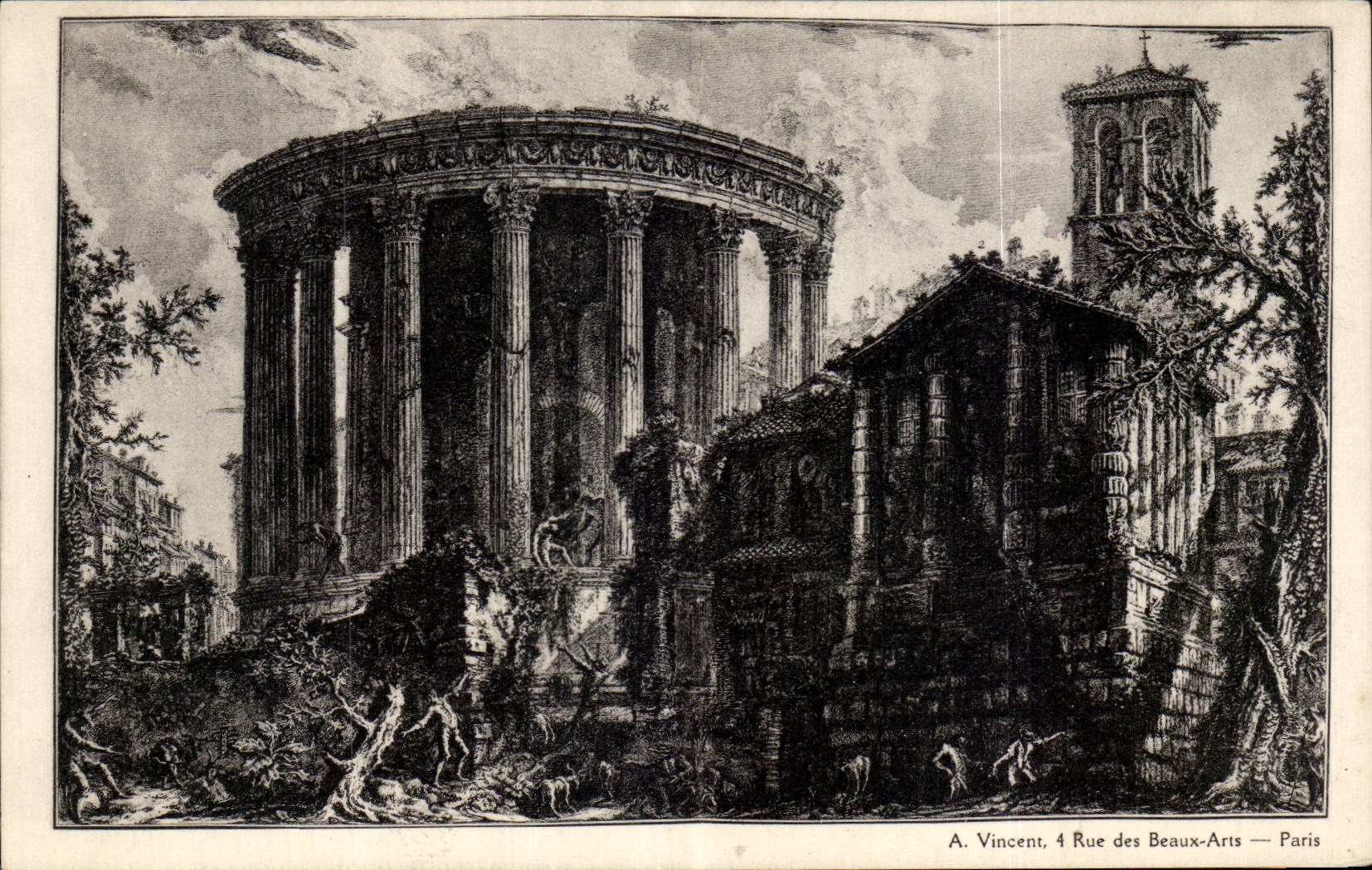 Antikes Tempel — Ruinen römischer Antiquitäten — A. Vincent, 4 Rue des Beaux-Arts — Paris