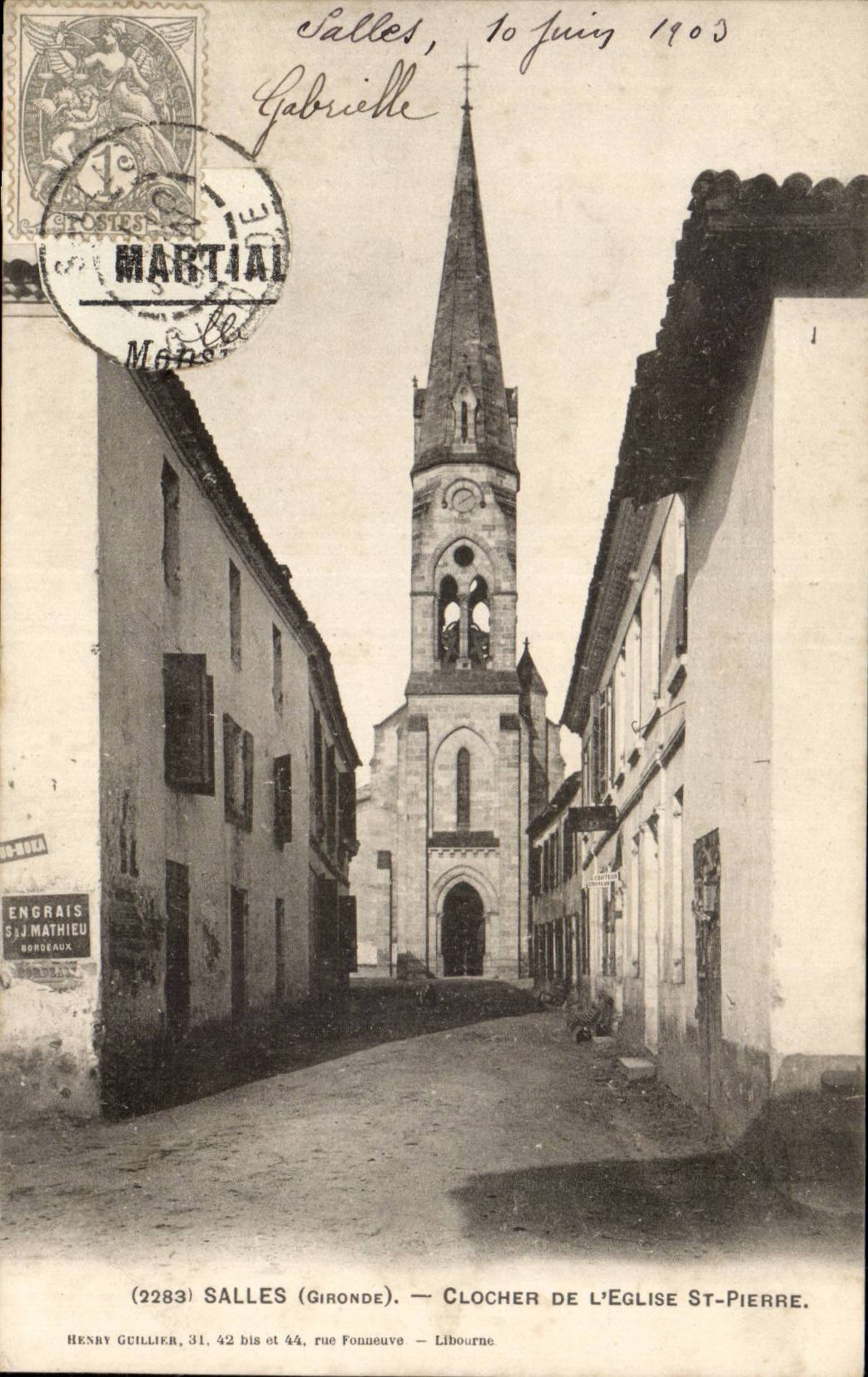 CPA Salles Clocher de l'eglise St Pierre