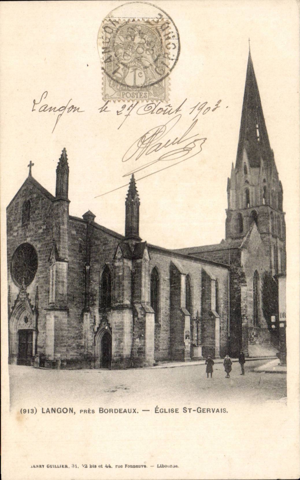 CPA Langon pres Bordeaux Eglise St Gervais