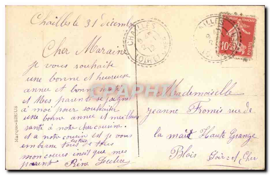 CPA Fantaisie Femme Bonne annee — Verso