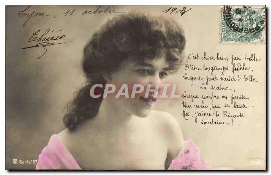 Jeune femme en robe rose — Série 167 — Éditeur R