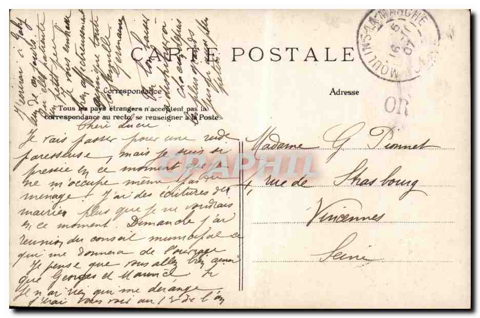 Femme au jardin — Printemps qui frappe au logis solitaire — Éditeur E. D. n° 4225 — Verso