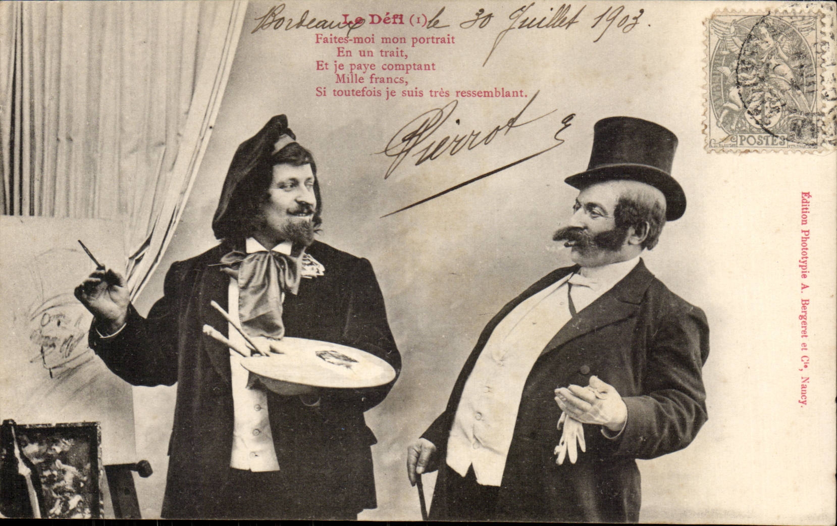 CPA Fantaisie Le defi Peintre et bourgeois
