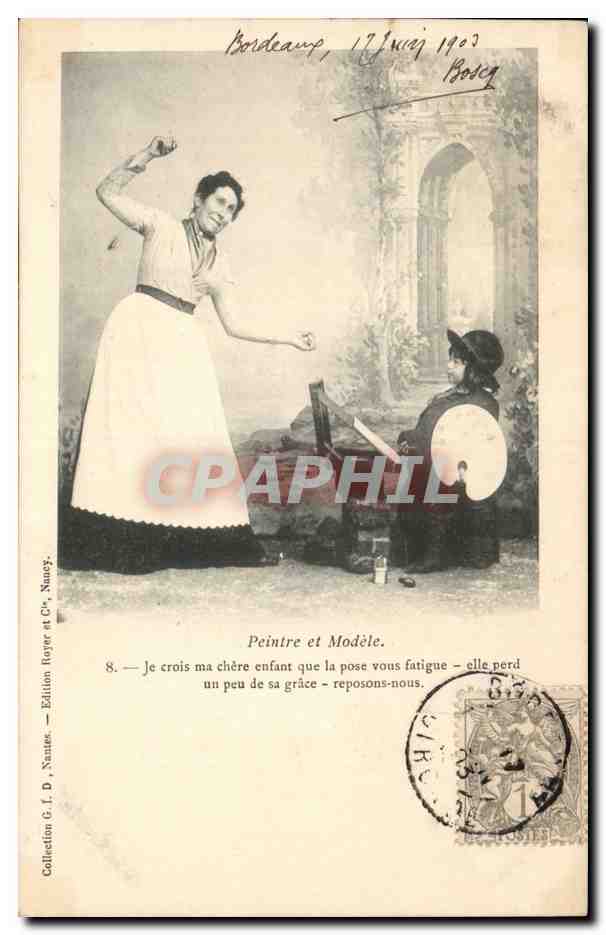 CPA Fantaisie Peintre et modele 