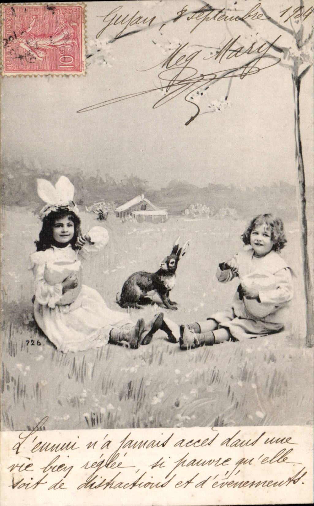 CPA Fantaisie Enfants Lapin Rabbit
