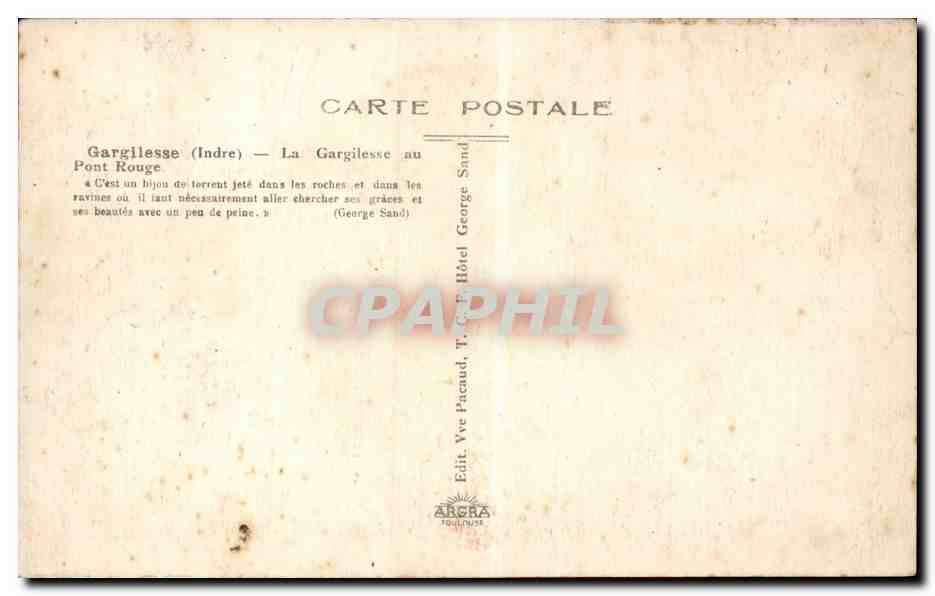 CPA Gargilesse La Gargilesse au pont rouge — Rückseite