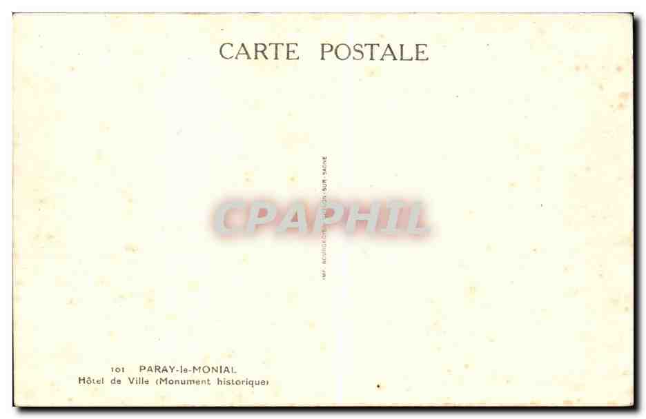 CPA Paray le Monial Hotel de ville  — Rückseite