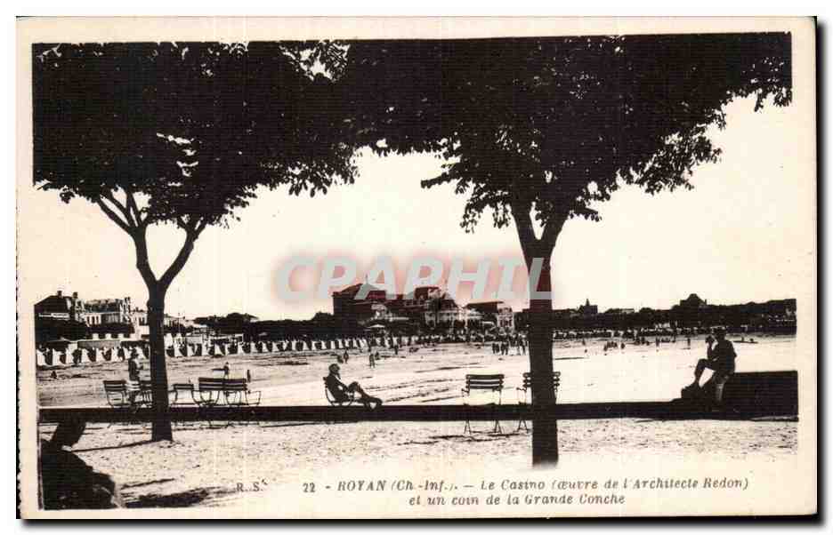 Royan (Charente-Inférieure) — Le Casino (œuvre de l'Architecte Redon) et un coin de la Grande Conche