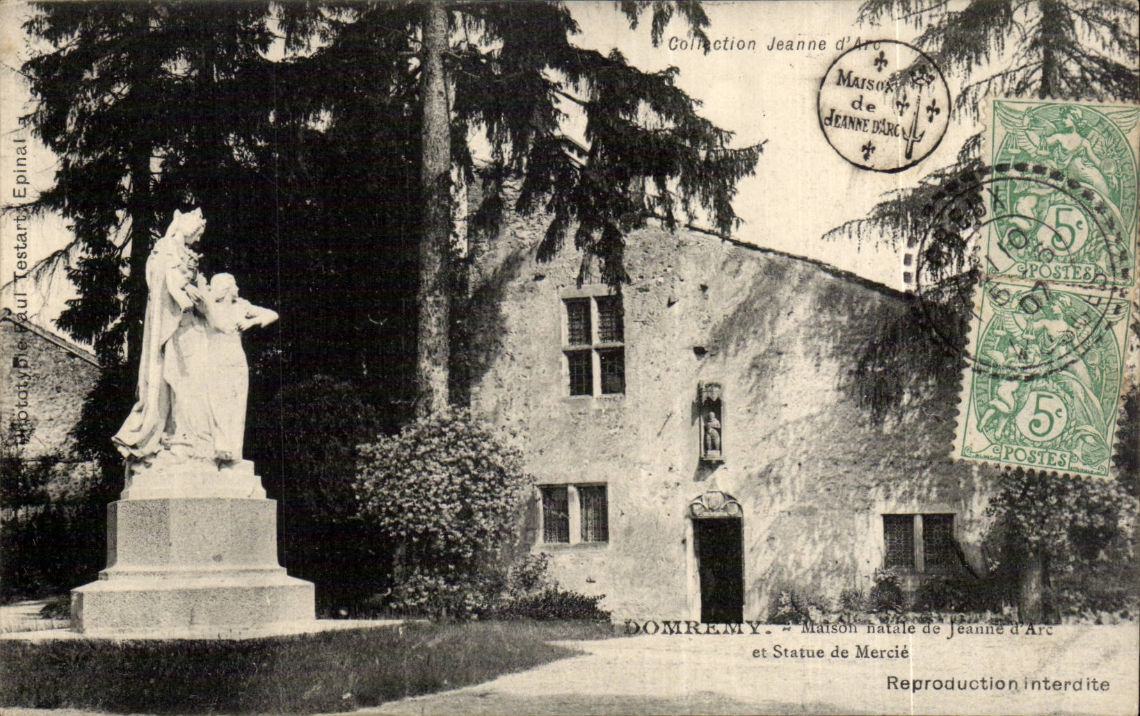Domrémy — Maison natale de Jeanne d'Arc et Statue de Mercié — Éditeur Paul Tostart