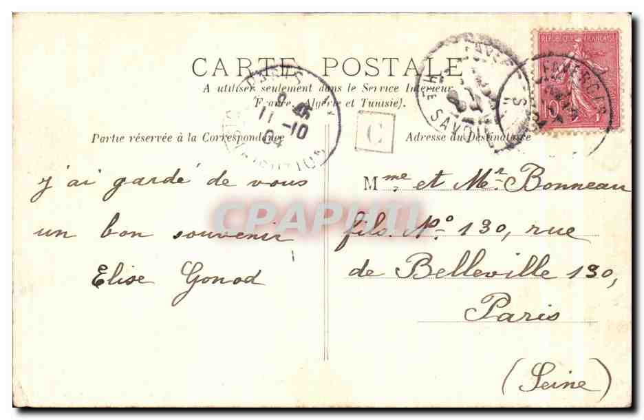 CPA Faverges et le Mont Charvin — Rückseite