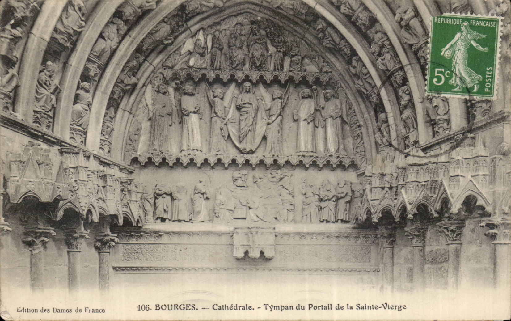 CPA Bourges Cathedrale Tympan du portail de la Sainte Vierge
