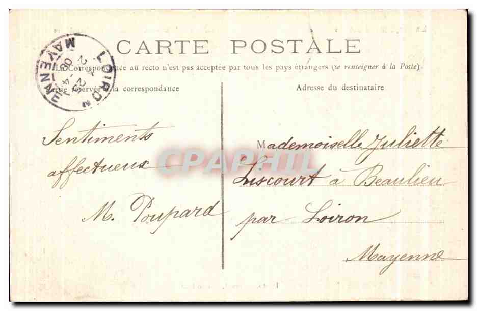 CPA Pre en Pail Chateau de la Chauviniere — Rückseite