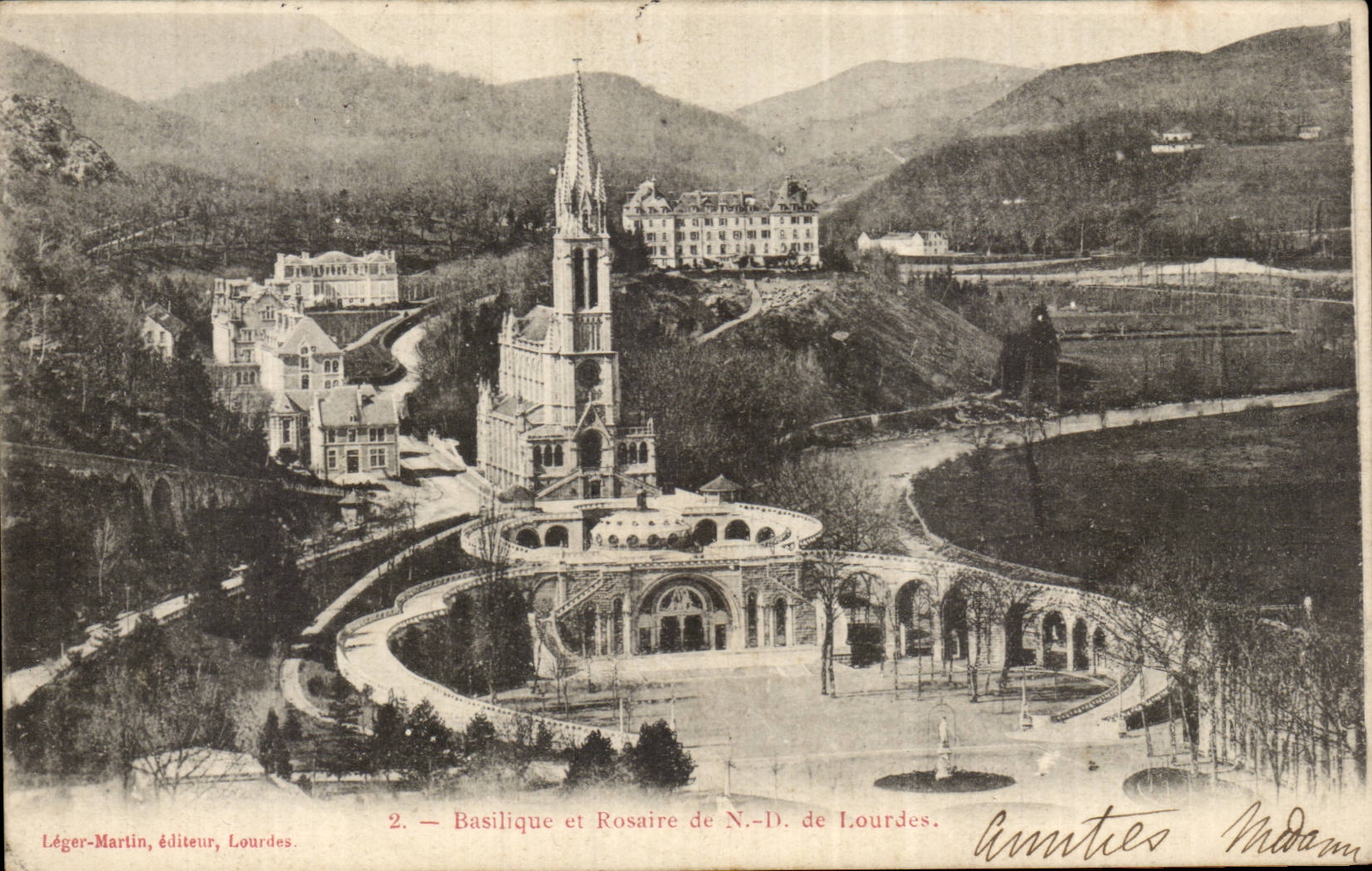 CPA Lourdes Basilique et rosaire