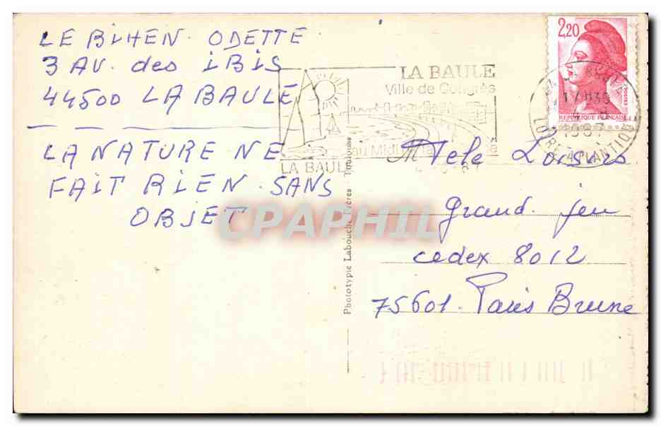 CPA Biarritz Vue sur l'esplanade et le rocher de la vierge — Verso